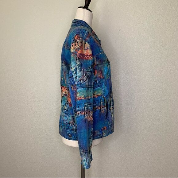 Chico’s Linen Cotton Blend Abstract City Jacket Shacket - Picture 7 of 13